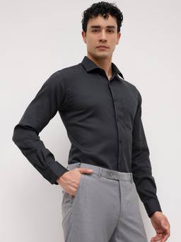 Park Avenue - Mens Slim Fit Self Design Fancy Grey Shirt