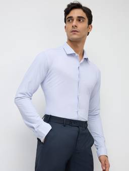 Park Avenue - Mens Slim Fit Printed Medium Blue Shirt