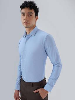 Park Avenue - Mens Slim Fit Stripes Medium Blue Shirt