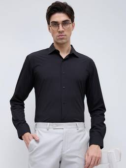 Park Avenue - Mens Slim Fit Solid Black Shirt