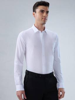 Park Avenue - Mens Slim Fit Self Design White Shirt