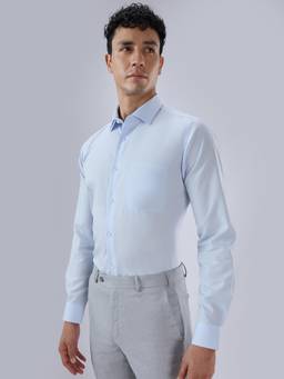 Park Avenue - Mens Slim Fit Solid Medium Blue Shirt