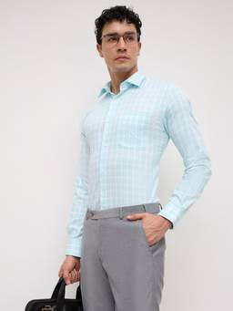 Park Avenue - Mens Medium Blue Slim Fit Checks Shirt