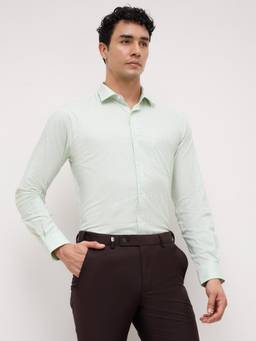 Park Avenue - Mens Medium Green Slim Fit Checks Shirt