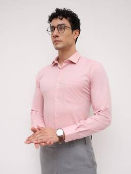Park Avenue - Mens Medium Pink Slim Fit Jacquard Shirt