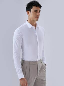 Park Avenue - Mens Slim Fit Solid White Shirt