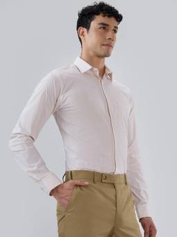 Park Avenue - Mens Slim Fit Checks Light Fawn Shirt