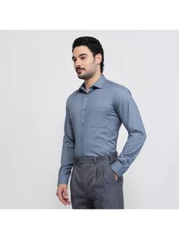 Park Avenue - Mens Slim Fit Solid Medium Blue Shirt