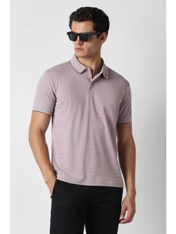Van Heusen - Mens Purple Textured Polo T-Shirt