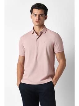 Van Heusen - Mens Pink Textured Polo T-Shirt
