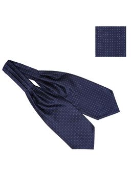 The Tie Hub - Navy with Sky Blue Mini Polka Cravat and Pocket Square Combo For Men