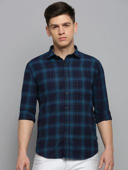 SHOWOFFFF - Mens Spread Collar Checked Teal Classic Shirt