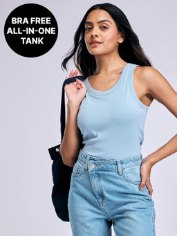 Kica - Bra-Less Support Tank KIC004 Blue