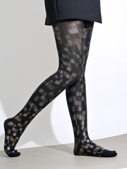 Shoetopia - Wild Grid Statement Tights Stockings For Girls ( Black)