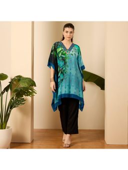 First Resort by Ramola Bachchan - Women Viscose Crepe Printed Blue Top