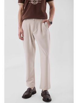 Snitch - Beige Solid Slim Formal Trouser for Men