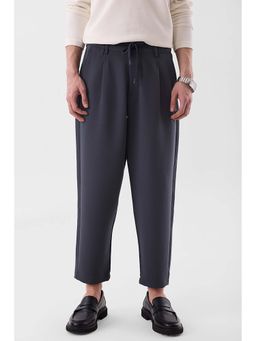 Snitch - Navy Blue Solid Relaxed Casual Trouser for Men