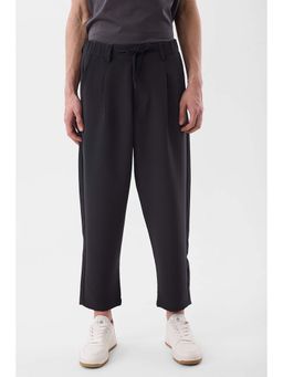 Snitch - Black Solid Relaxed Casual Trouser for Men