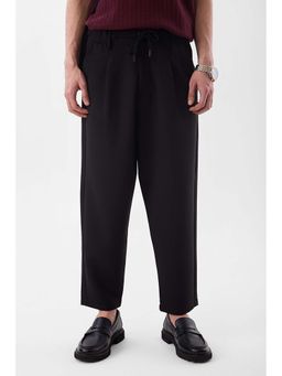 Snitch - Black Solid Relaxed Casual Trouser for Men