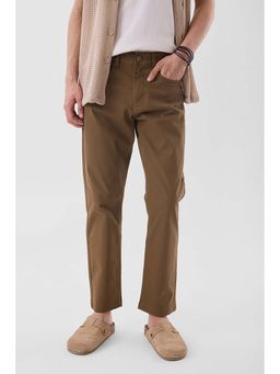 Snitch - Brown Solid Slim Casual Trouser for Men