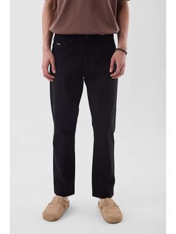 Snitch - Black Solid Slim Casual Trouser for Men