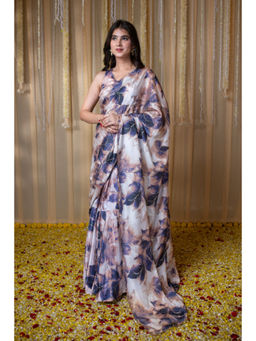 Label Shaurya Sanadhya - Indigo Embroidered Pre Drape Saree with Stitched Blouse
