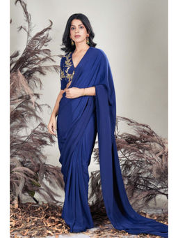 RIRASA - Kumud Blue Saree with Stitched Blouse