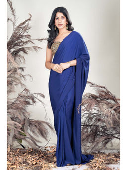 RIRASA - Tara Blue Saree with Stitched Blouse