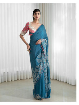 MANDIRA WIRK - Cutwork Pre Draped Saree With Stitched Blouse