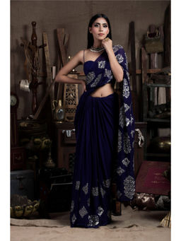 PALLAVI JAIPUR - Purple Sequined Saree with Corset Blouse