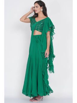 Twenty Nine - Green Saree with Stitched Blouse