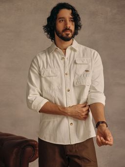 Andamen - Men Off White Casual Overshirt