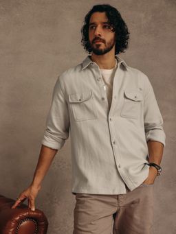 Andamen - Men Grey Grindle Cotton Regular Fit Overshirt