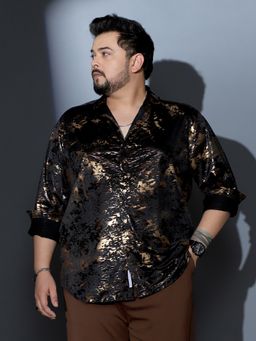 Instafab Plus - Men Onyx Black Camou Abstract Shirt