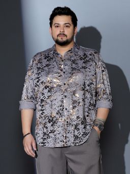 Instafab Plus - Men Moon Grey Camou Abstract Shirt