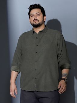 Instafab Plus - Men Seaweed Green Mono Fluid Imprint Shirt