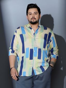 Instafab Plus - Men Multi-Color Pigment Strokes Imprint Shirt