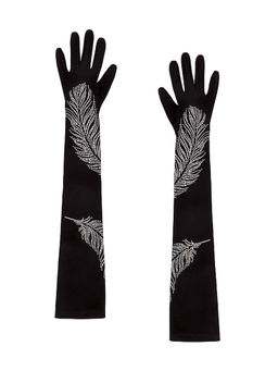 David Koma - Rhinestone Feather Long Gloves