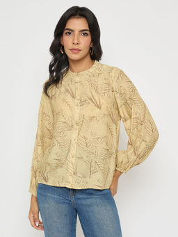 Madame - Botanical Print Mustard Yellow Shirt
