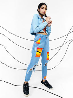 FREAKINS - Blue Slouchy Fit Twin Flame Jeans