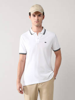 Arrow Sports - Solid Regular Fit White Polo T-Shirt