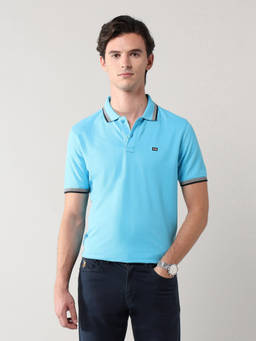 Arrow Sports - Solid Regular Fit Blue Polo T-Shirt