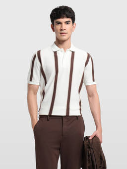 Arrow Sports - Vertical Striped Regular Fit Polo T-Shirt