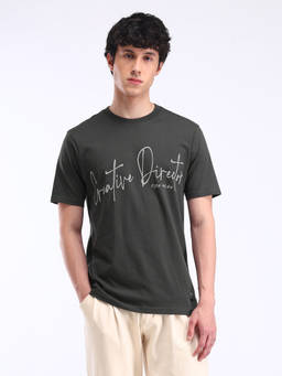 Flying Machine - Typographic Regular Fit Grey T-Shirt