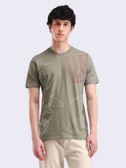 Flying Machine - Floral Print Regular Fit T-Shirt