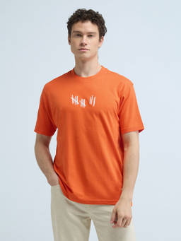 Flying Machine - Typographic Kidult Orange T-Shirt