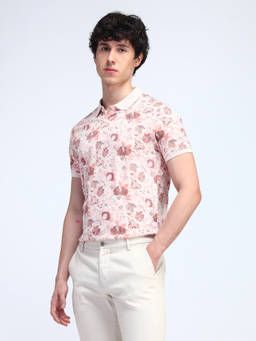 Flying Machine - All Over Floral Print Regular Fit Polo T-Shirt
