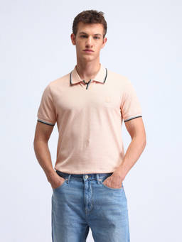 Flying Machine - Pink Pure Cotton Polo T-Shirt