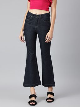 Xpose - Women Navy Blue Comfort Flared High-rise Stretchable Jeans