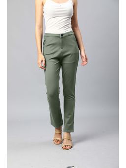 Xpose - Women Green Comfort Straight Fit High-rise Trousers